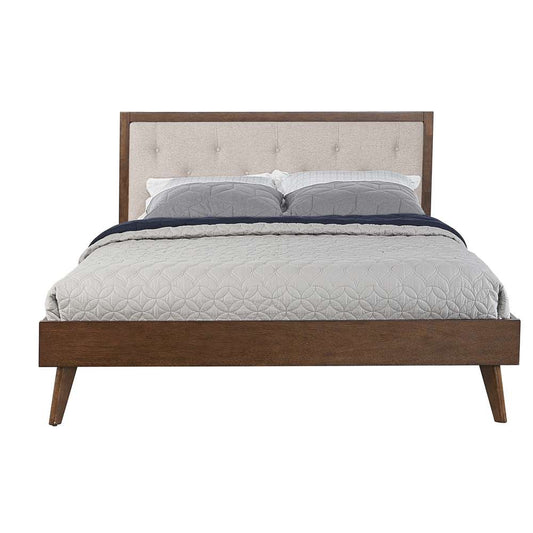 Linon Home Decor - Reid Mid Century Oatmeal Platform Queen Bed - BD55QOAT01AB veiw 1