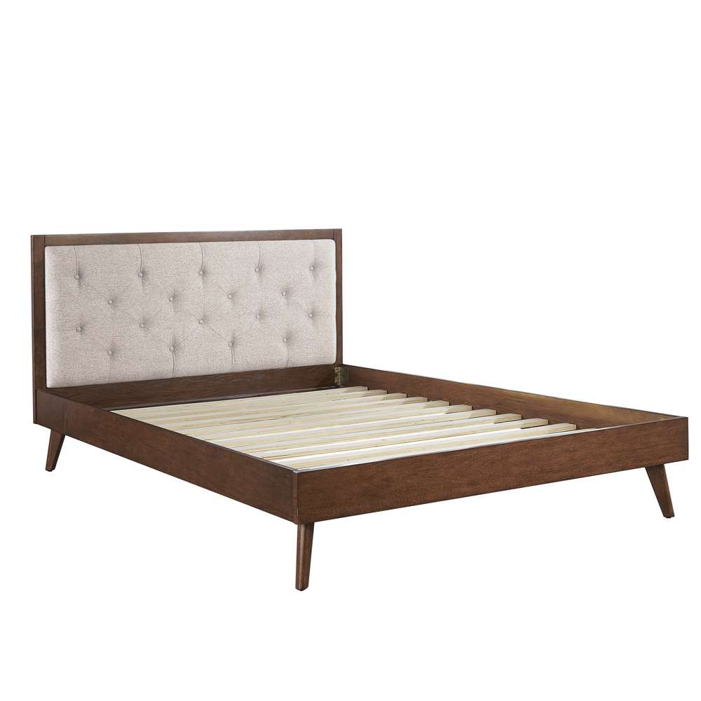 Linon Home Decor - Reid Mid Century Oatmeal Platform Queen Bed - BD55QOAT01AB veiw 2