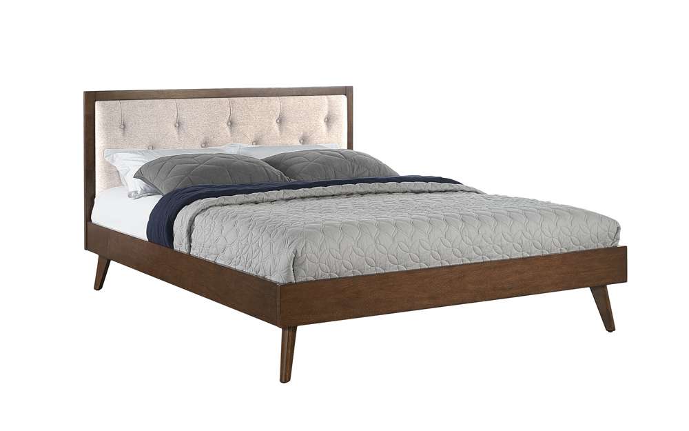 Linon Home Decor - Reid Mid Century Oatmeal Platform Queen Bed - BD55QOAT01AB veiw 3