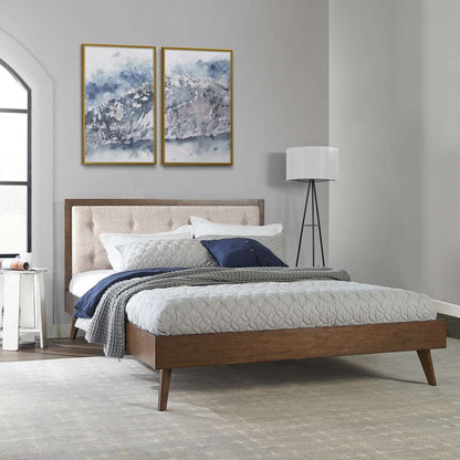 Linon Home Decor - Reid Mid Century Oatmeal Platform Queen Bed - BD55QOAT01AB veiw 6