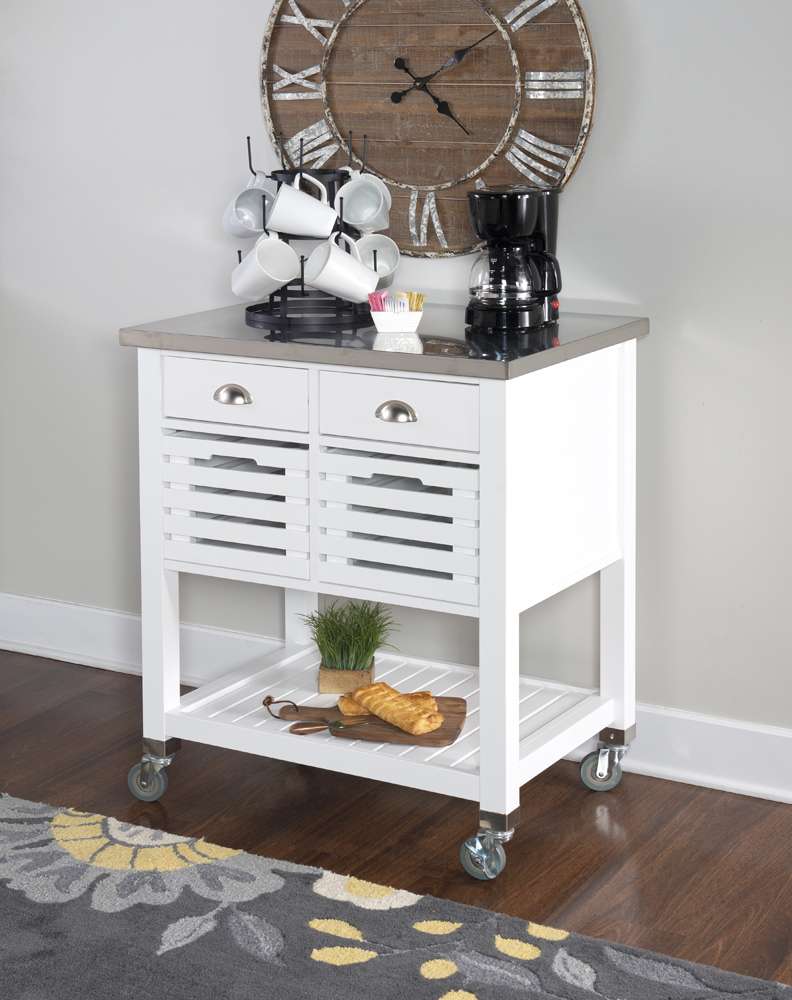 Linon Home Decor - Robbin Kitchen Cart - 464810WHT01U veiw 3