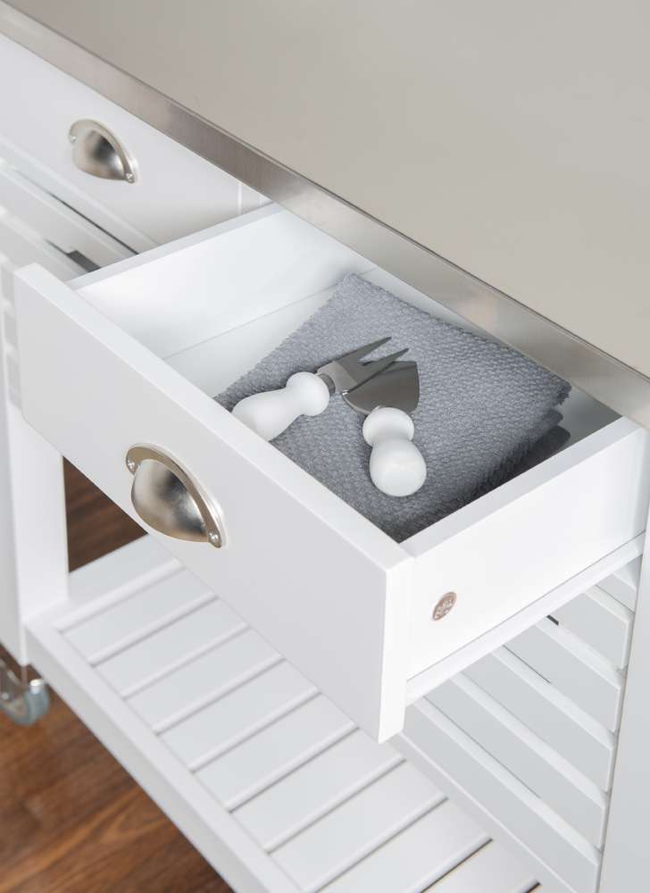Linon Home Decor - Robbin Kitchen Cart - 464810WHT01U veiw 6