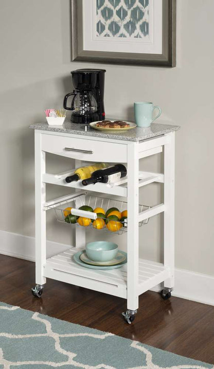 Linon Home Decor - Roger White Kitchen Island Granite Top - KI091WHT01U veiw 5
