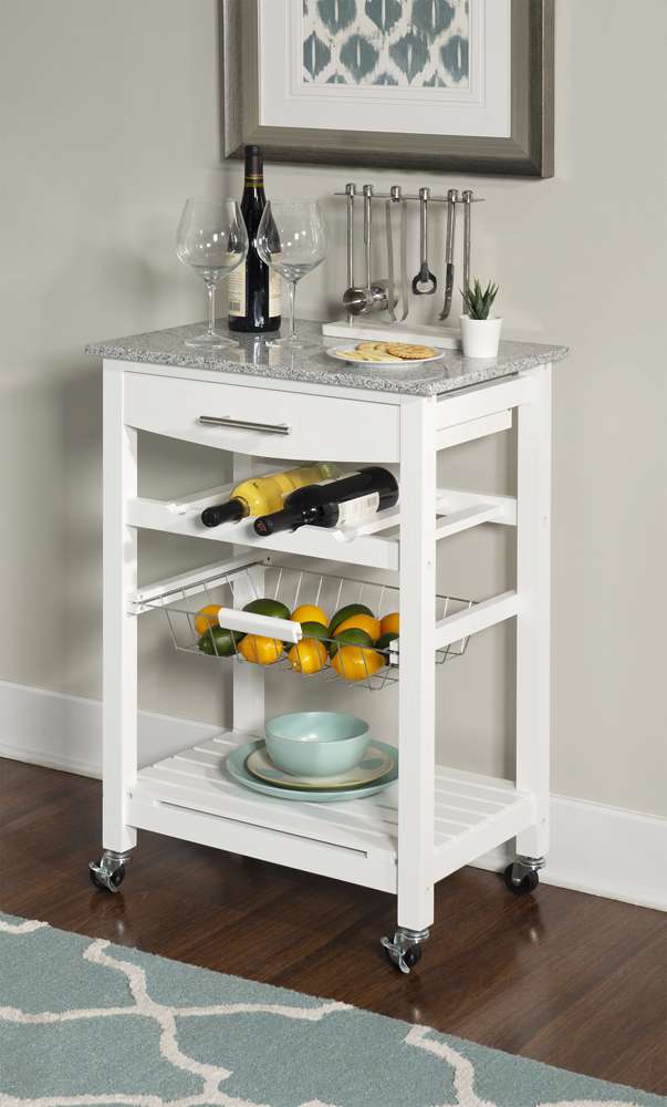 Linon Home Decor - Roger White Kitchen Island Granite Top - KI091WHT01U veiw 6