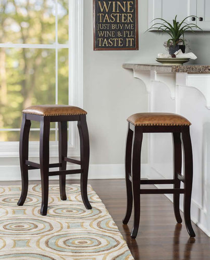 Linon Home Decor - San Francisco Square Top Bar Stool - Caramel - 178205CAR01 veiw 4