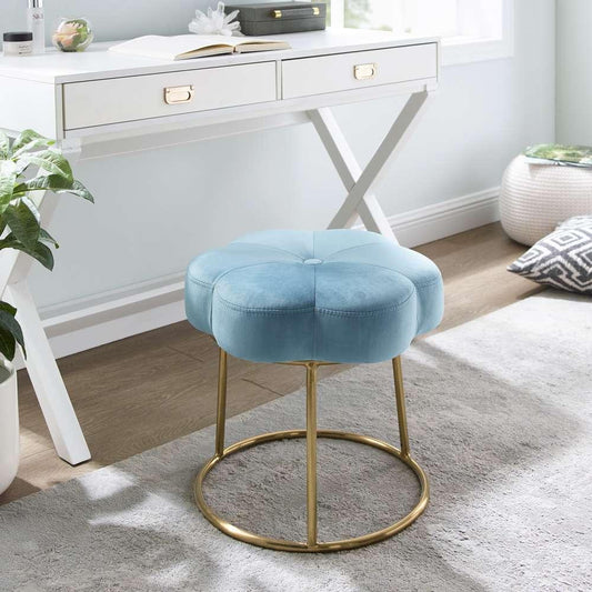Linon Home Decor - Seraphina Accent Vanity Stool, Blue - ST006BLU01ASU veiw 1
