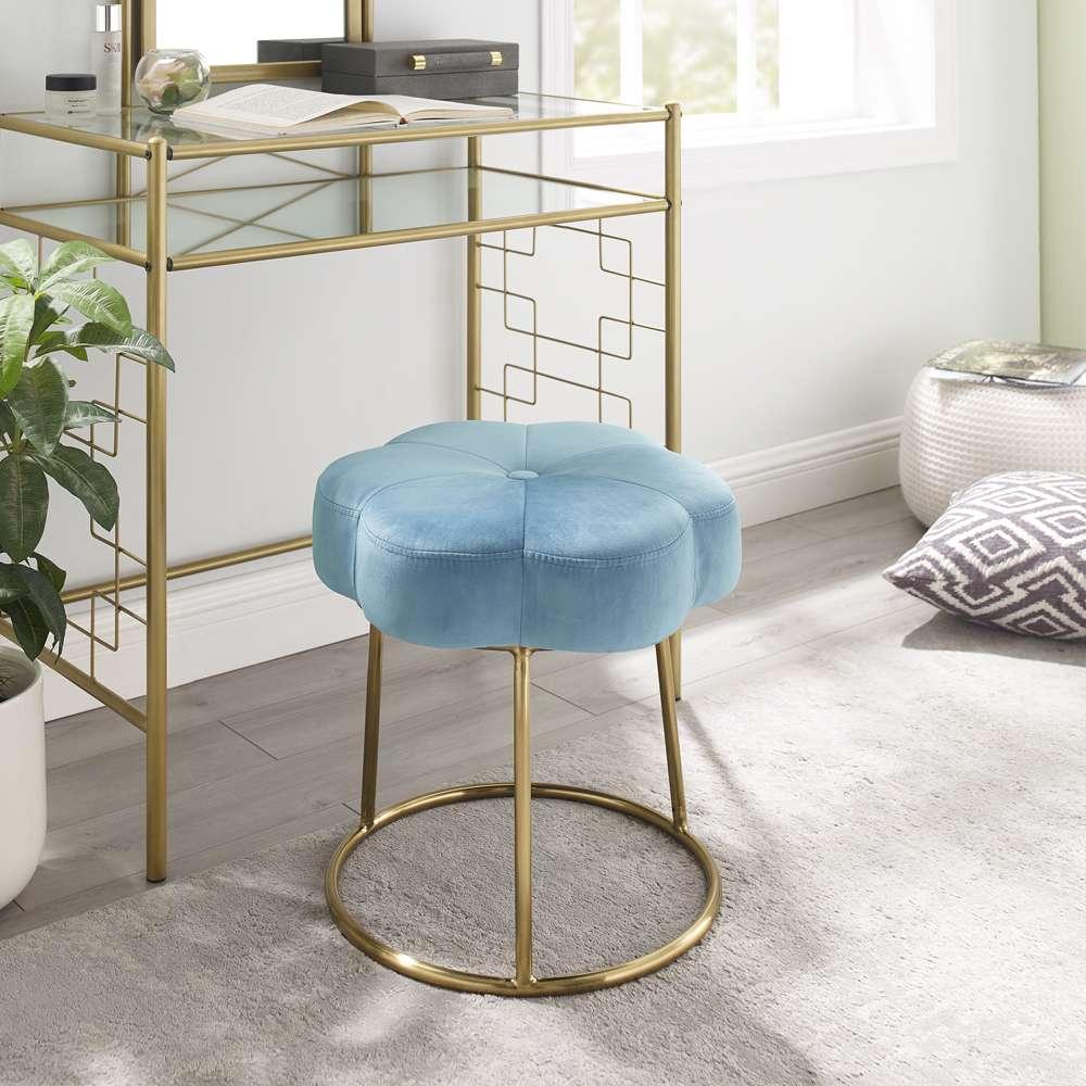 Linon Home Decor - Seraphina Accent Vanity Stool, Blue - ST006BLU01ASU veiw 3