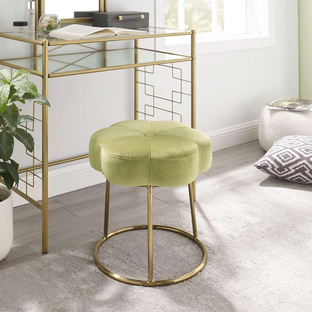 Linon Home Decor - Seraphina Accent Vanity Stool, Green - ST006GRN01ASU veiw 3