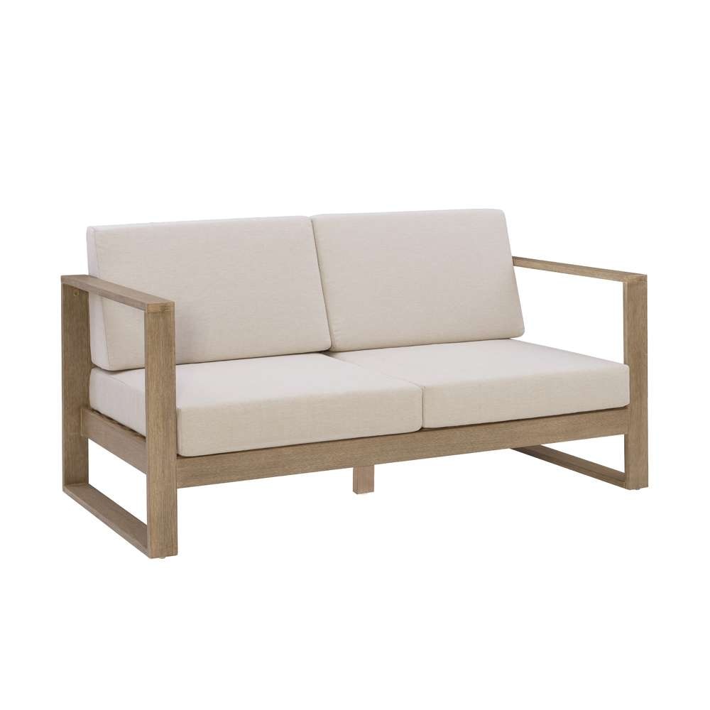 Linon Home Decor - Silas Outdoor 2 Seater Sofa, Natural/Beige Cushion - OD42NAT01U veiw 1
