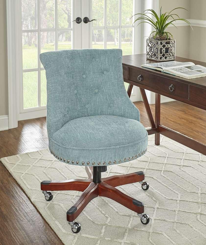 Linon Home Decor - Sinclair Office Chair, Aqua - 178403AQUA01U veiw 3