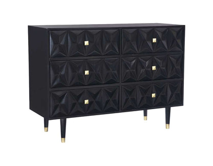 Linon Home Decor - Six Drawer Geo Texture Dresser Black - BD64BLK01AS veiw 1