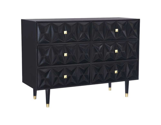 Linon Home Decor - Six Drawer Geo Texture Dresser Black - BD64BLK01AS veiw 1