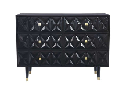 Linon Home Decor - Six Drawer Geo Texture Dresser Black - BD64BLK01AS veiw 2