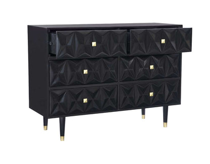 Linon Home Decor - Six Drawer Geo Texture Dresser Black - BD64BLK01AS veiw 6