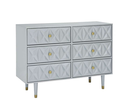 Linon Home Decor - Six Drawer Geo Texture Dresser Grey - BD65GRY01AS veiw 1