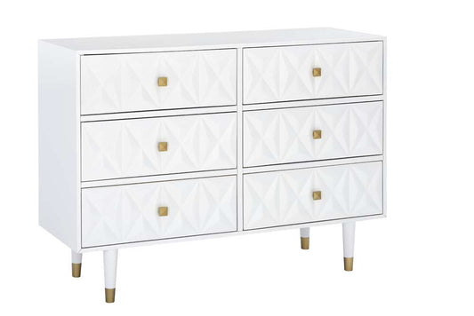 Linon Home Decor - Six Drawer Geo Texture Dresser White - BD54WHT01AS veiw 1