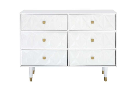 Linon Home Decor - Six Drawer Geo Texture Dresser White - BD54WHT01AS veiw 2