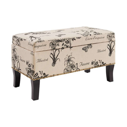 Linon Home Decor - Stephanie Ottoman Botanical Linen - 40454BOT01U veiw 4