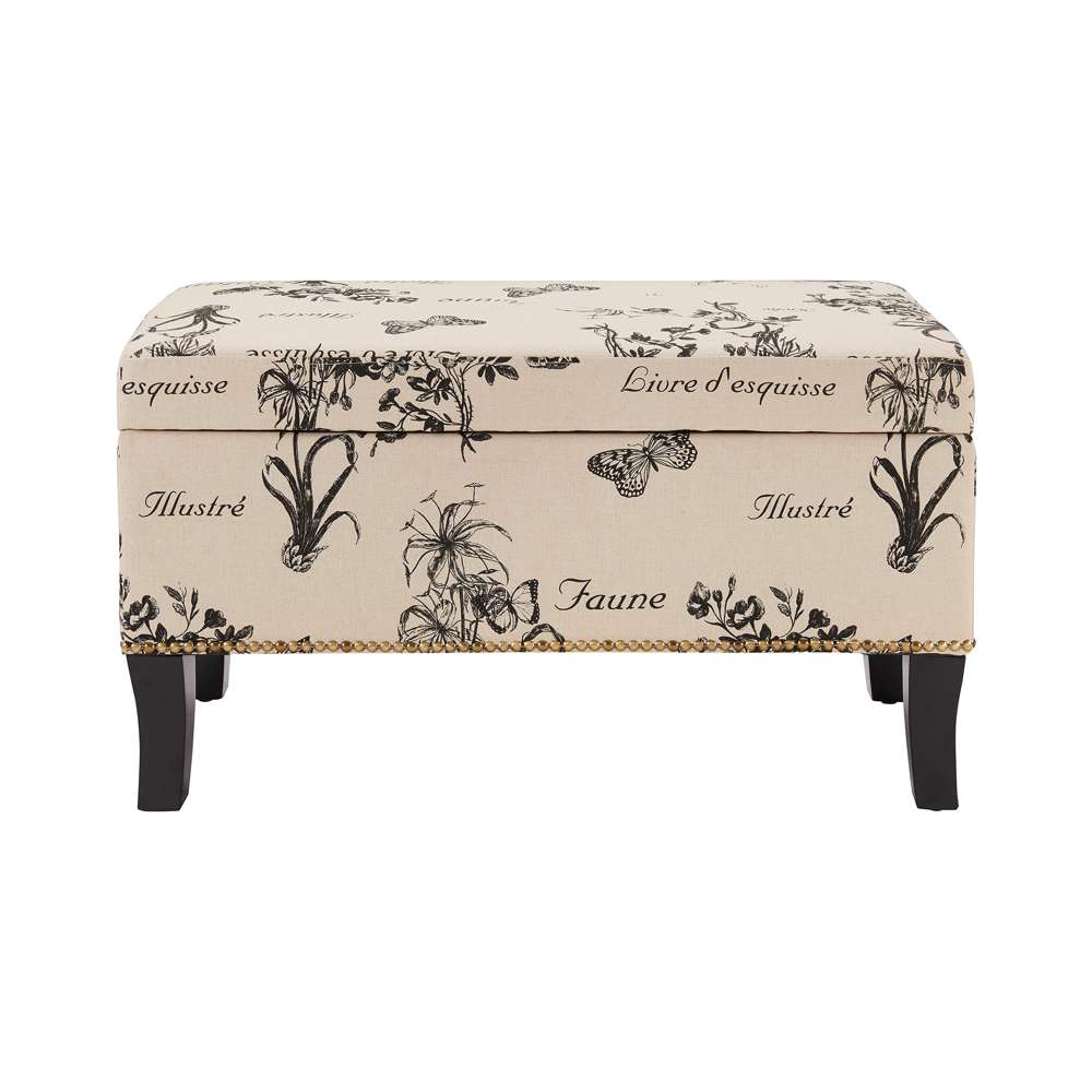 Linon Home Decor - Stephanie Ottoman Botanical Linen - 40454BOT01U veiw 5