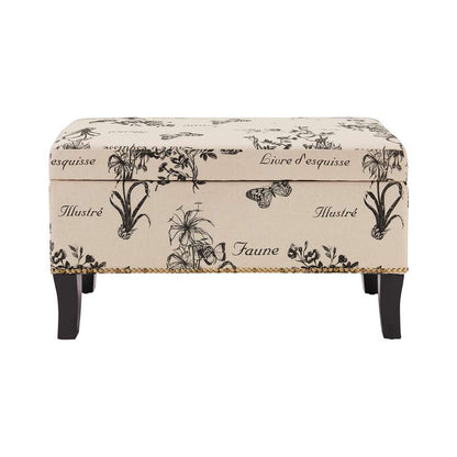Linon Home Decor - Stephanie Ottoman Botanical Linen - 40454BOT01U veiw 5