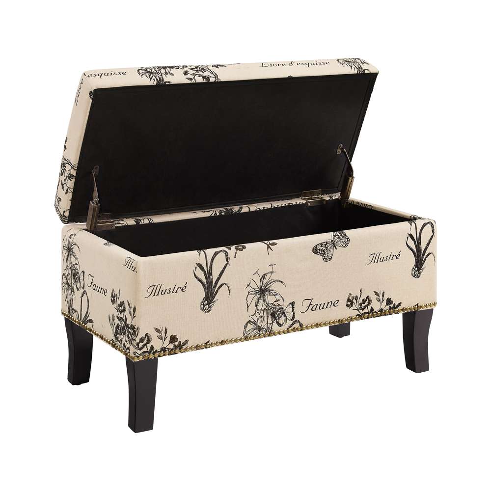 Linon Home Decor - Stephanie Ottoman Botanical Linen - 40454BOT01U veiw 6