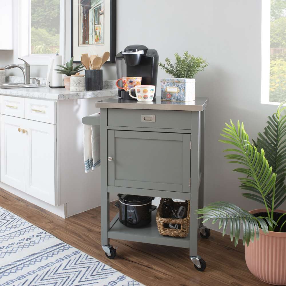 Linon Home Decor - Sydney Gray Apartment Cart - 464918GRY01U veiw 6