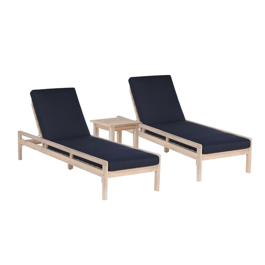 Linon Home Decor - Teagon 3PC Blue Single Chaise Lounger Table Set - OD39BLU3PC view 1