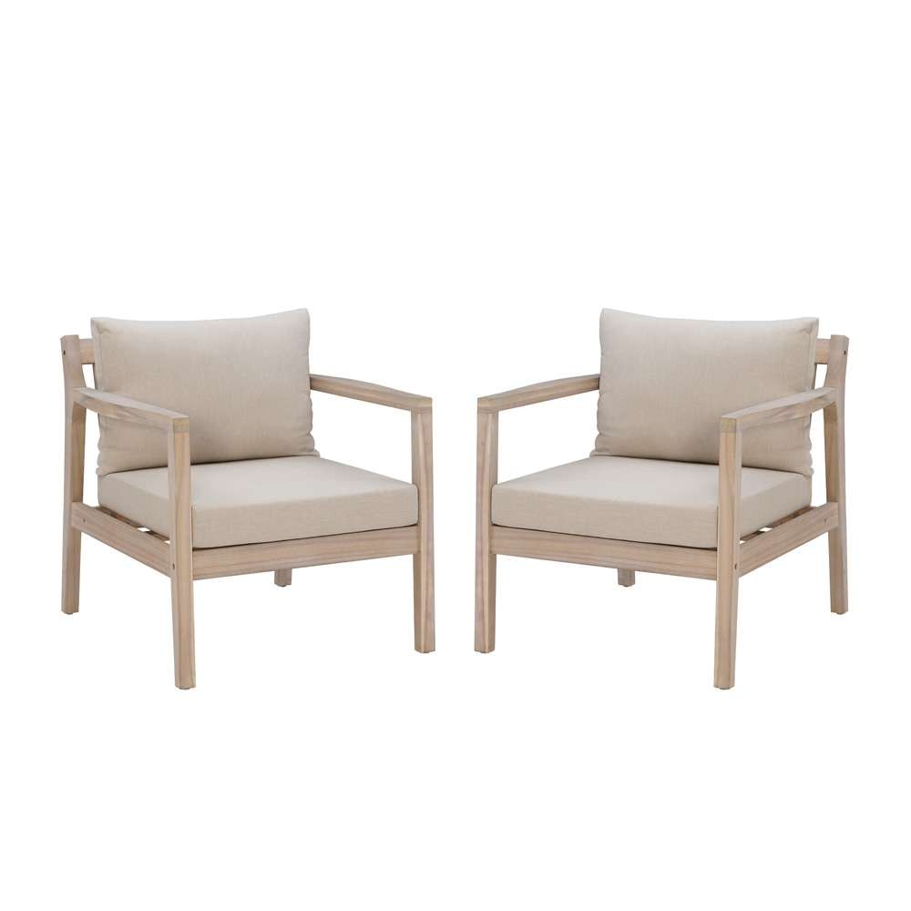 Linon Home Decor - Teagon 3pc Outdoor Set, Natural/Ivory - OD57NAT3PCSET veiw 2