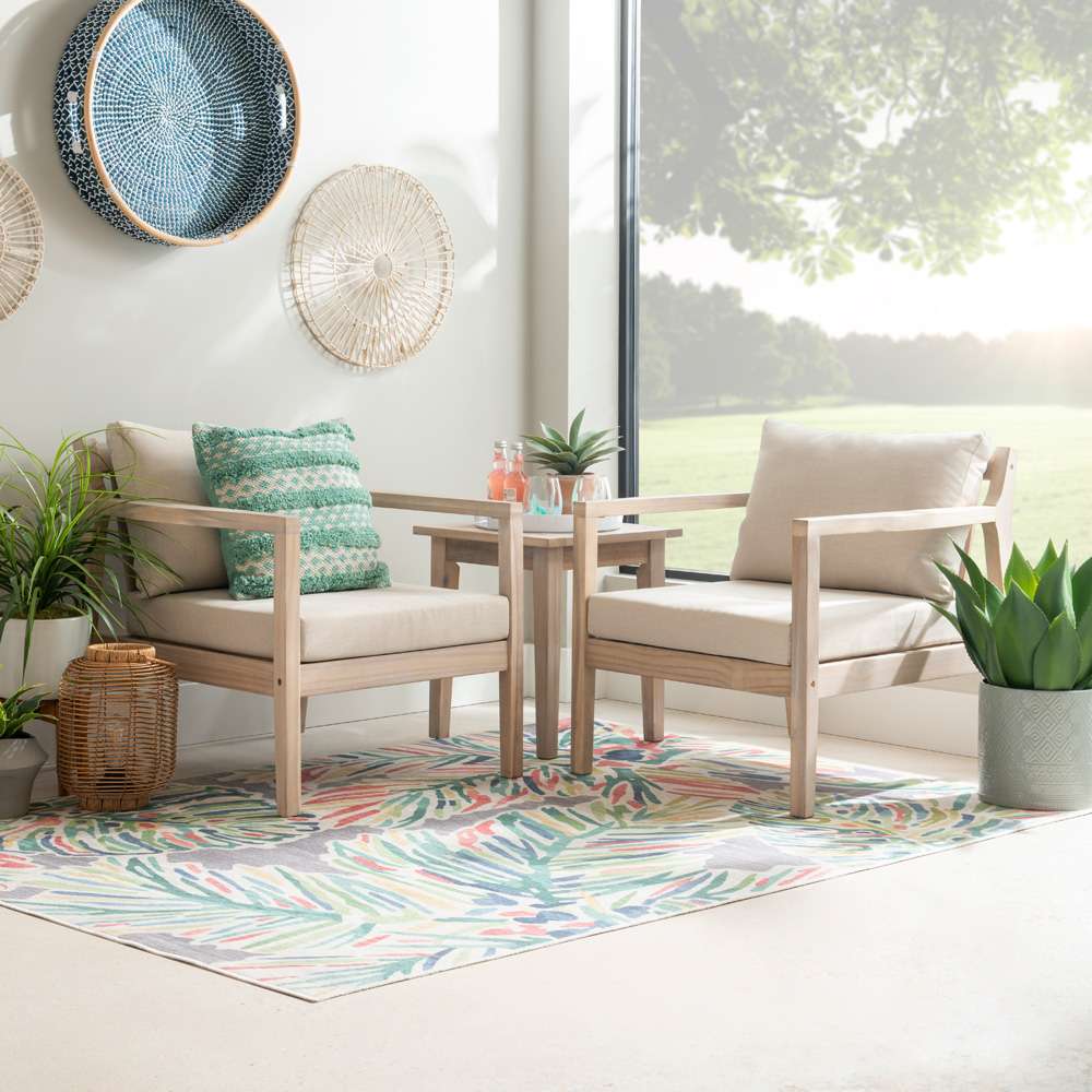 Linon Home Decor - Teagon 3pc Outdoor Set, Natural/Ivory - OD57NAT3PCSET veiw 6