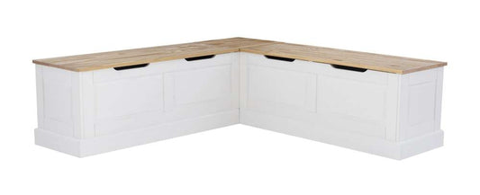 Linon Home Decor - Tobin Backless Corner Nook Set, Two Tone  - KNK162NATWHTABCU veiw 1