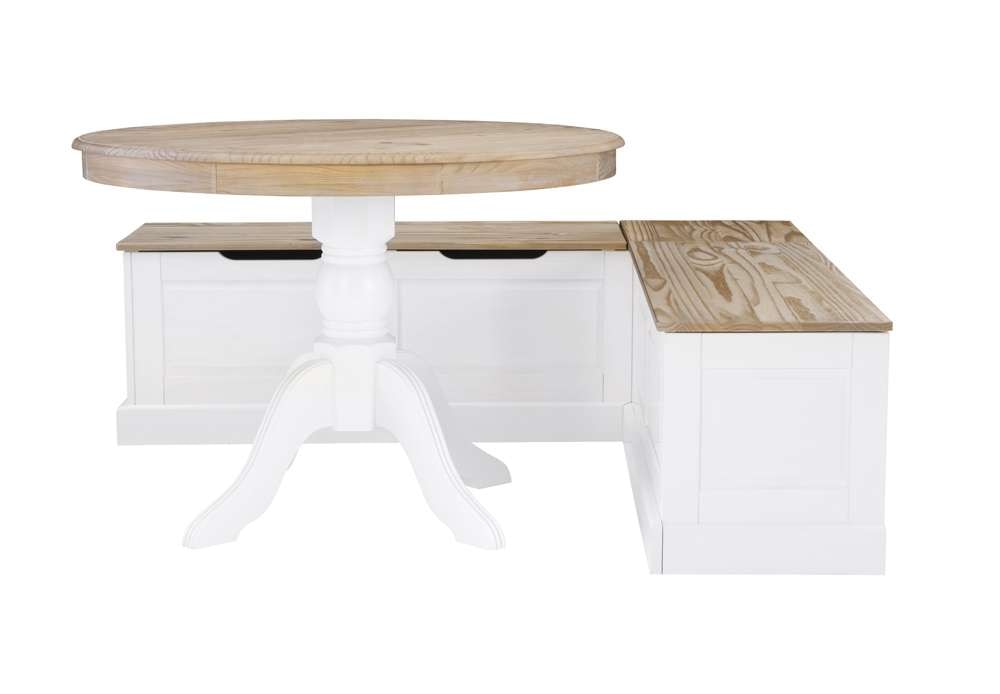 Linon Home Decor - Tobin Backless Corner Nook Set, Two Tone  - KNK162NATWHTABCU veiw 3