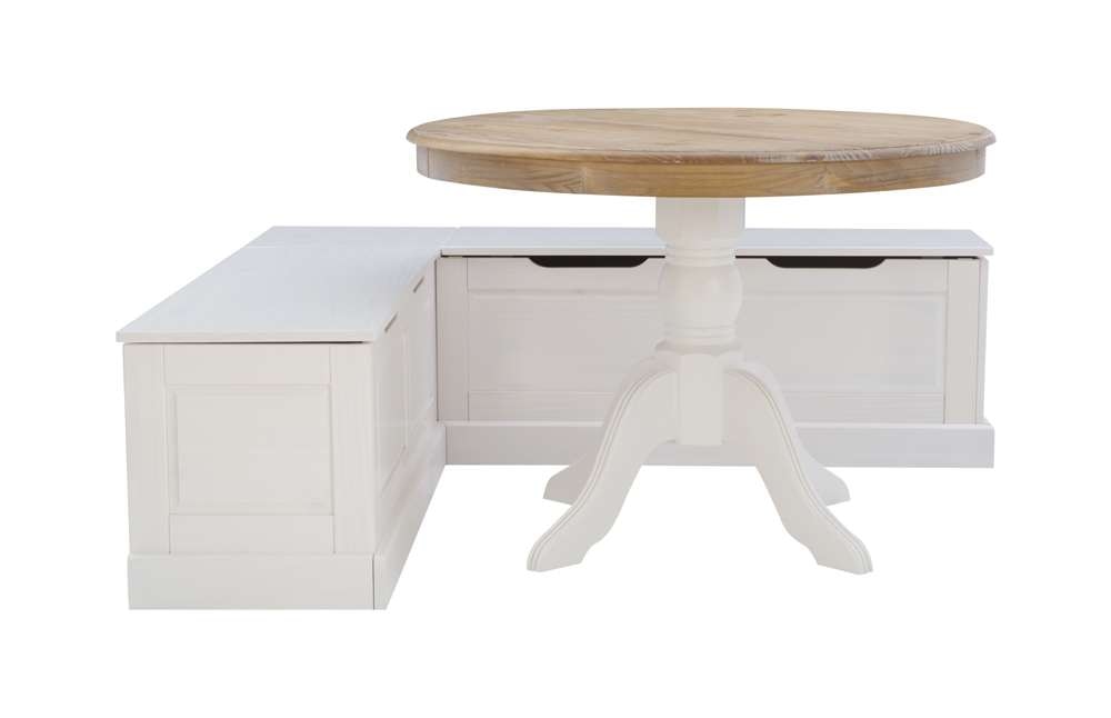 Linon Home Decor - Tobin Backless Corner Nook Set, White  - KNK161WHTABCU veiw 4