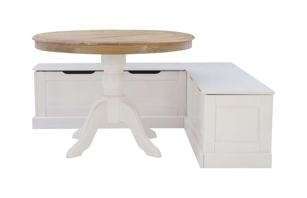 Linon Home Decor - Tobin Backless Corner Nook Set, White  - KNK161WHTABCU veiw 6