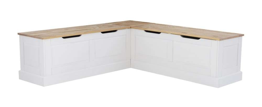 Linon Home Decor - Tobin Backless Two Tone Breakfast Nook, Natural And White - NK158NATWHT01U veiw 1