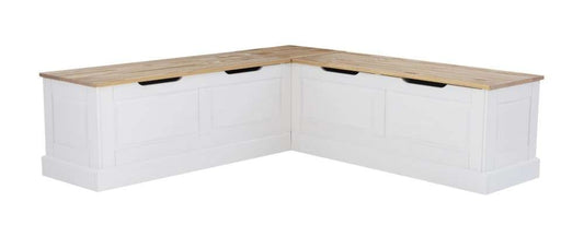 Linon Home Decor - Tobin Backless Two Tone Breakfast Nook, Natural And White - NK158NATWHT01U veiw 1