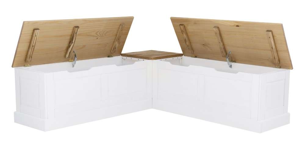 Linon Home Decor - Tobin Backless Two Tone Breakfast Nook, Natural And White - NK158NATWHT01U veiw 4