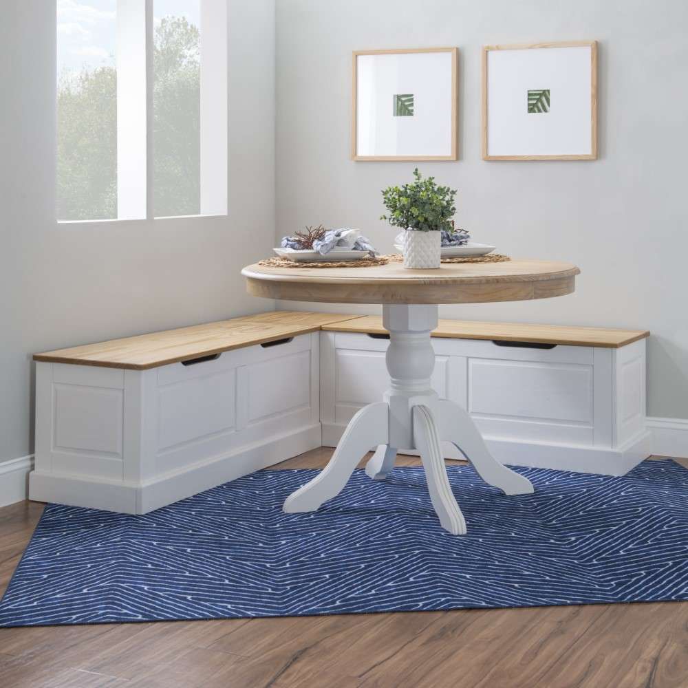Linon Home Decor - Tobin Backless Two Tone Breakfast Nook, Natural And White - NK158NATWHT01U veiw 5