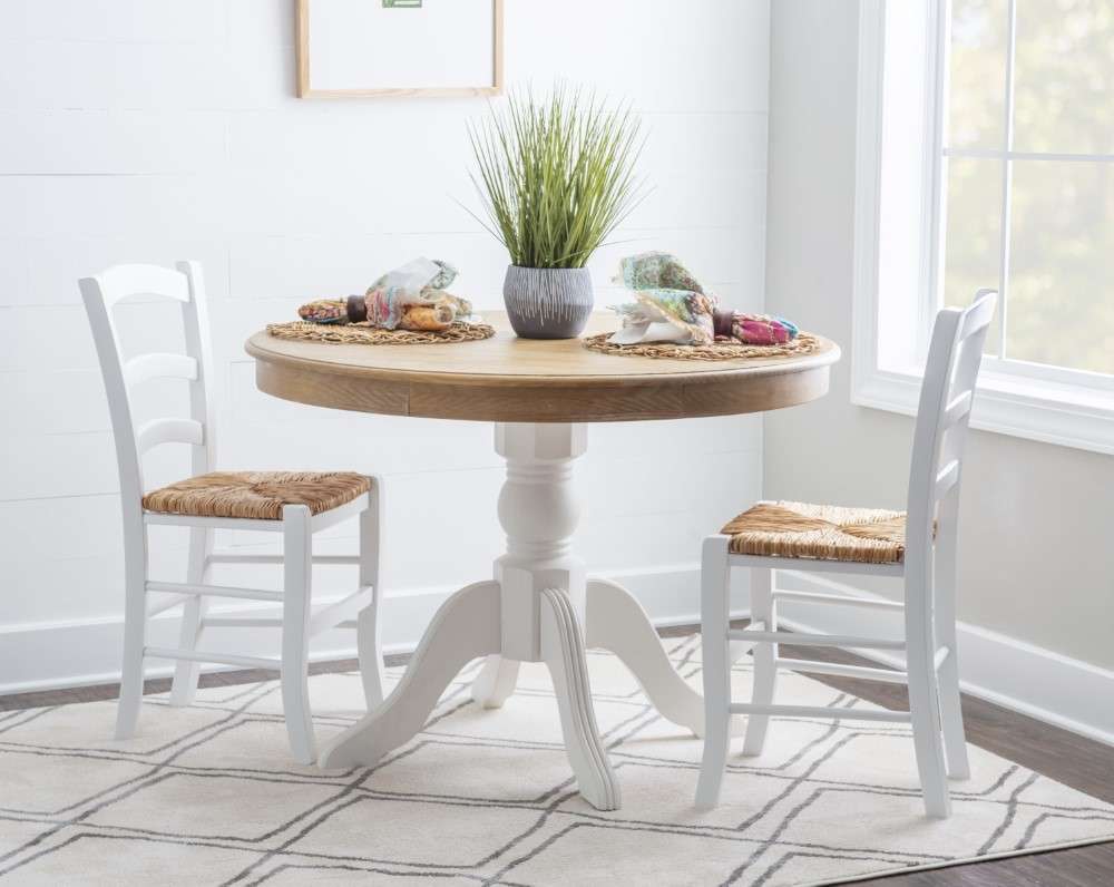 Linon Home Decor - Tobin Pedestal Dining Table, Natural And White - KNK159NATWHTABU view 2