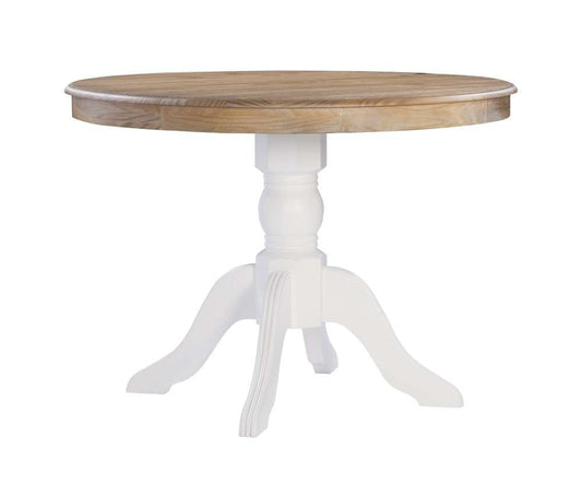 Linon Home Decor - Tobin Pedestal Dining Table, Natural And White - KNK159NATWHTABU veiw 1