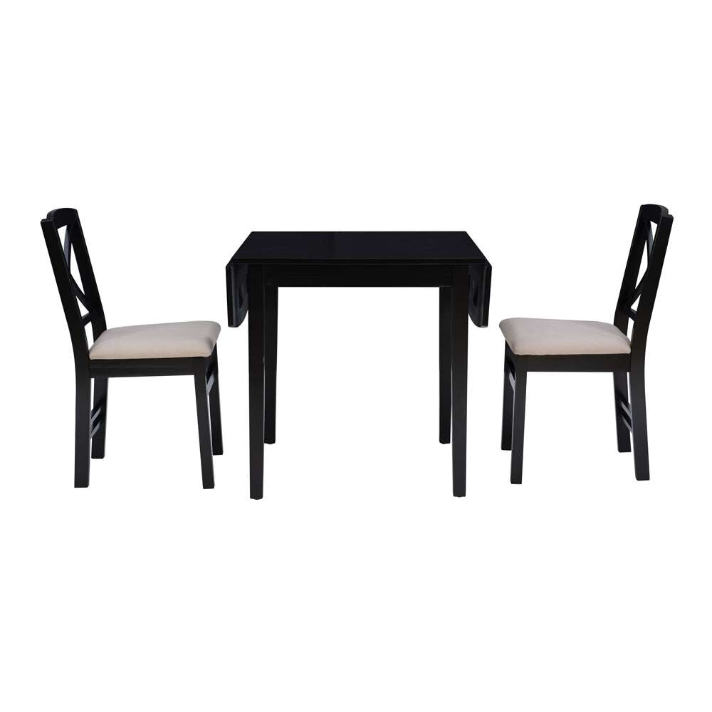 Linon Home Decor - Torino 3Pc Drop Leaf Dining Set Black - DTS100BLK3PC veiw 2