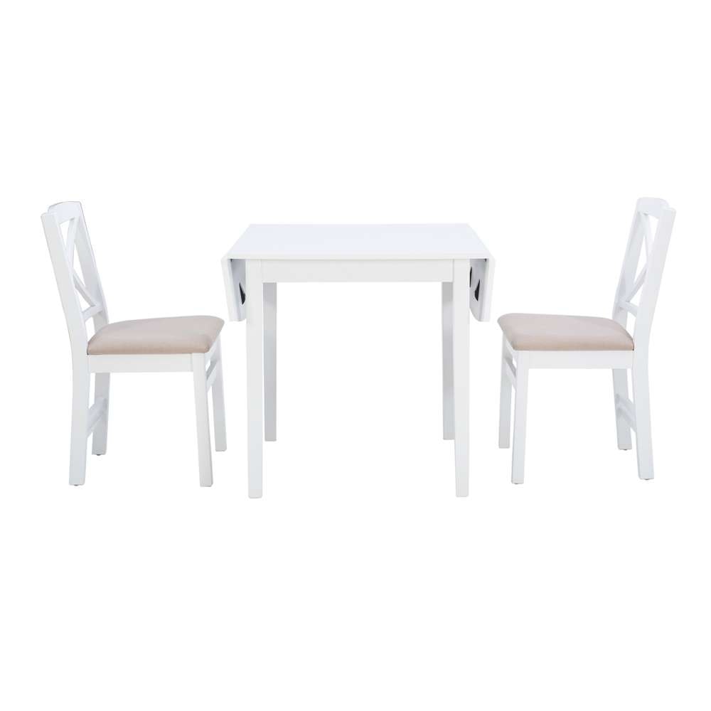 Linon Home Decor - Torino 3Pc Drop Leaf Dining Set White - DTS100WHT3PC veiw 2