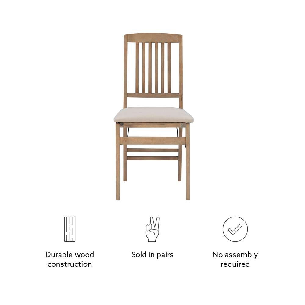 Linon Home Decor - Triena Mission Folding Chairs Grey Wash (Set of 2) - FD32GWASH02ASU veiw 4
