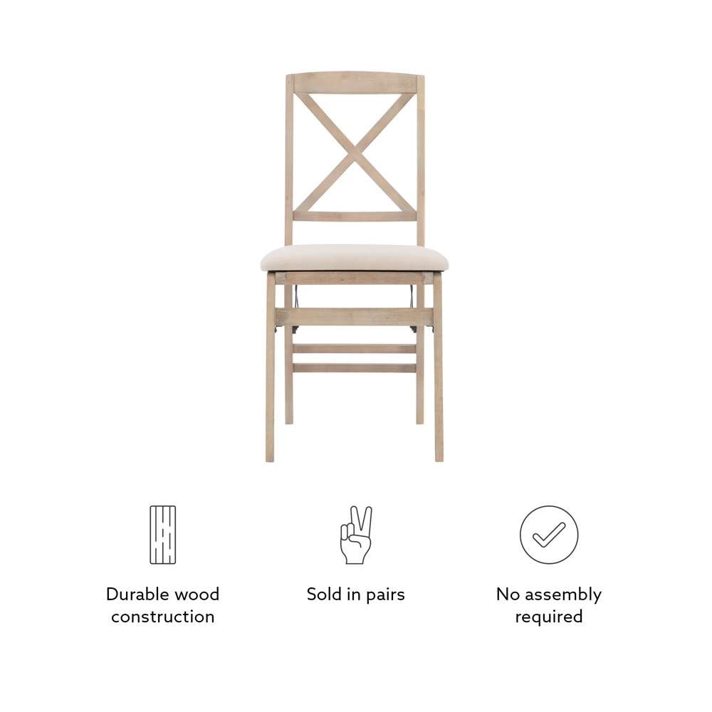 Linon Home Decor - Triena X Back Folding Chairs Grey Wash (Set of 2) - FD37GWASH02ASU veiw 4