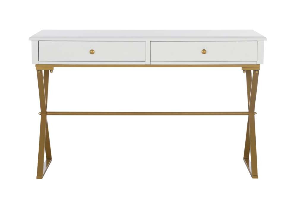 Linon Home Decor - Two-Drawer Campaign Desk, White - AC130DESKWHT veiw 2