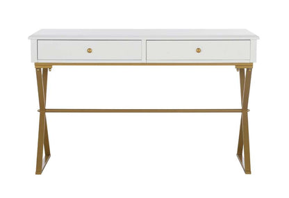 Linon Home Decor - Two-Drawer Campaign Desk, White - AC130DESKWHT veiw 2