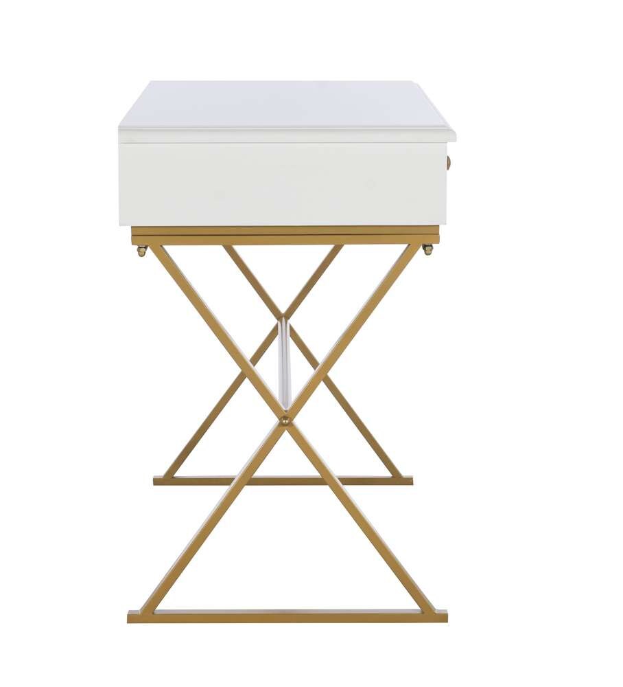 Linon Home Decor - Two-Drawer Campaign Desk, White - AC130DESKWHT veiw 3