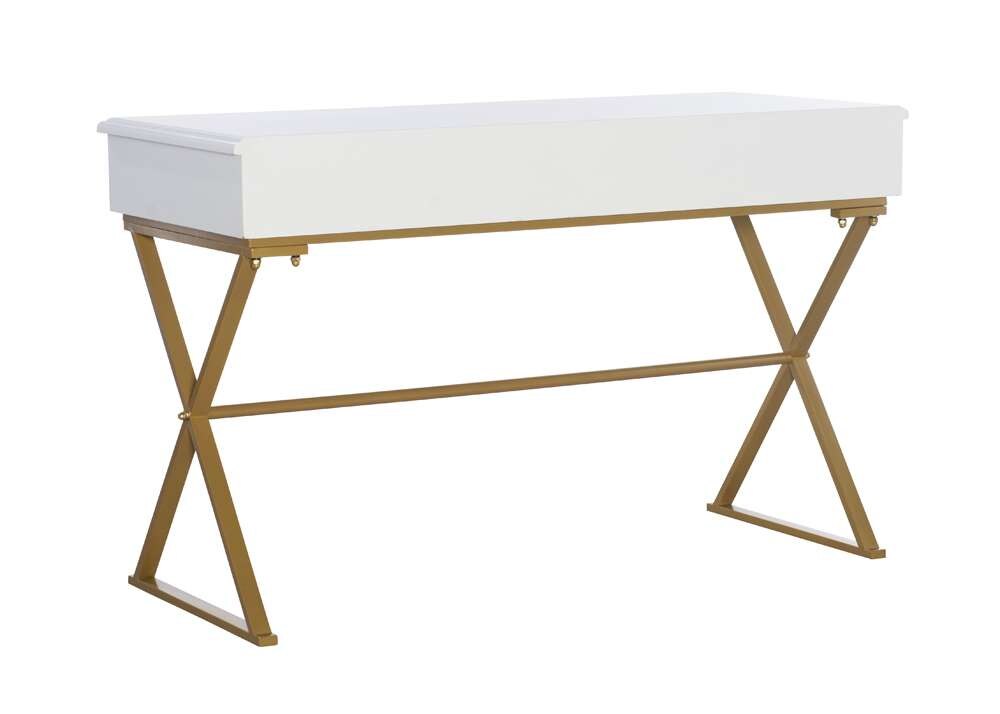 Linon Home Decor - Two-Drawer Campaign Desk, White - AC130DESKWHT veiw 4