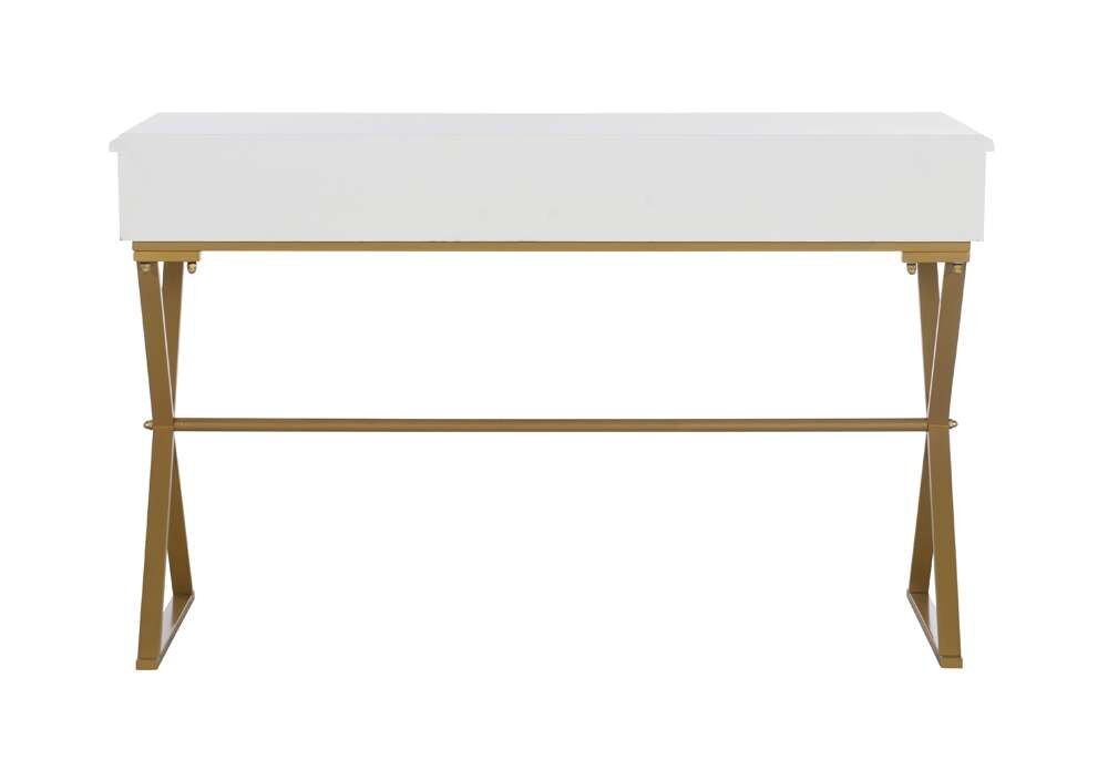 Linon Home Decor - Two-Drawer Campaign Desk, White - AC130DESKWHT veiw 5