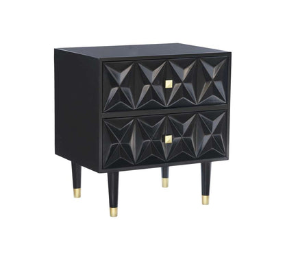 Linon Home Decor - Two Drawer Geo Texture Nightstand Black - BD62BLK01AS veiw 1