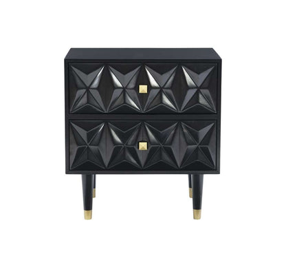 Linon Home Decor - Two Drawer Geo Texture Nightstand Black - BD62BLK01AS veiw 2